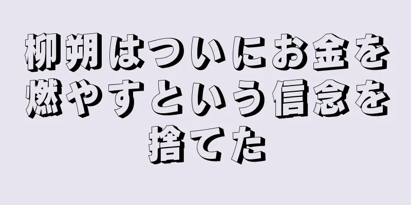 柳朔はついにお金を燃やすという信念を捨てた