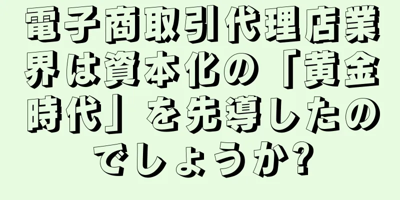 電子商取引代理店業界は資本化の「黄金時代」を先導したのでしょうか?