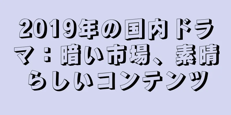 2019年の国内ドラマ：暗い市場、素晴らしいコンテンツ