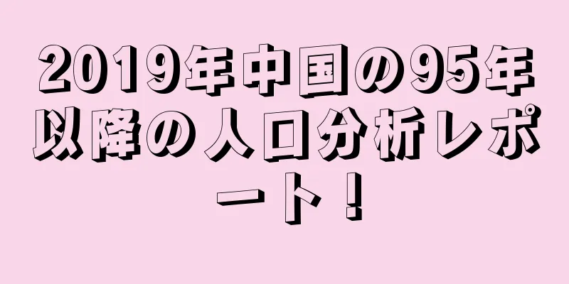 2019年中国の95年以降の人口分析レポート！
