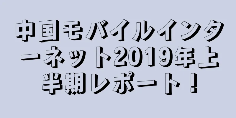 中国モバイルインターネット2019年上半期レポート！