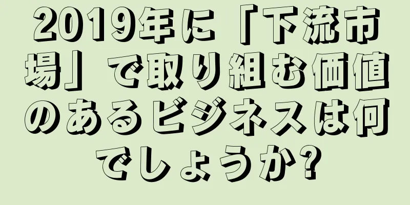 2019年に「下流市場」で取り組む価値のあるビジネスは何でしょうか?