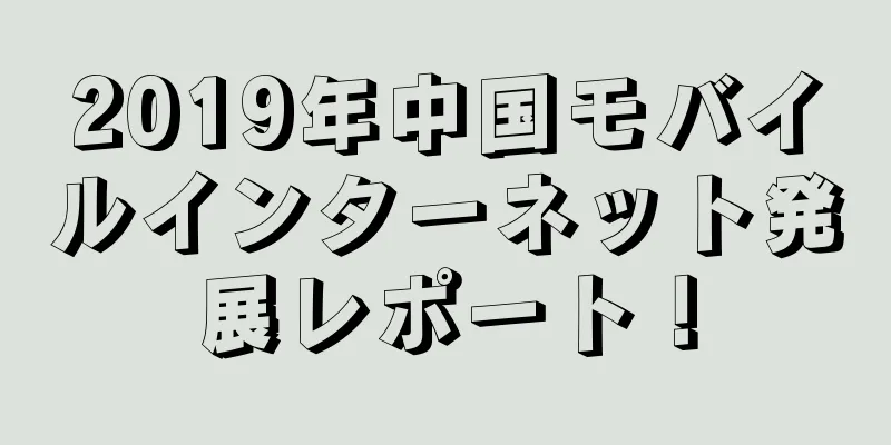 2019年中国モバイルインターネット発展レポート！