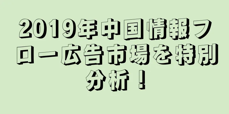 2019年中国情報フロー広告市場を特別分析！