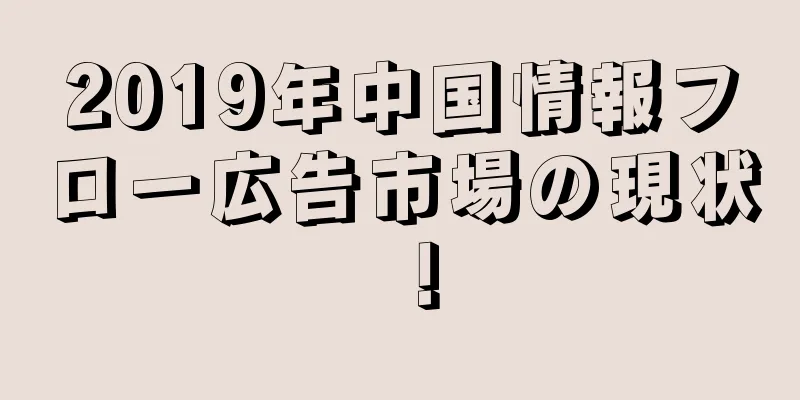 2019年中国情報フロー広告市場の現状！