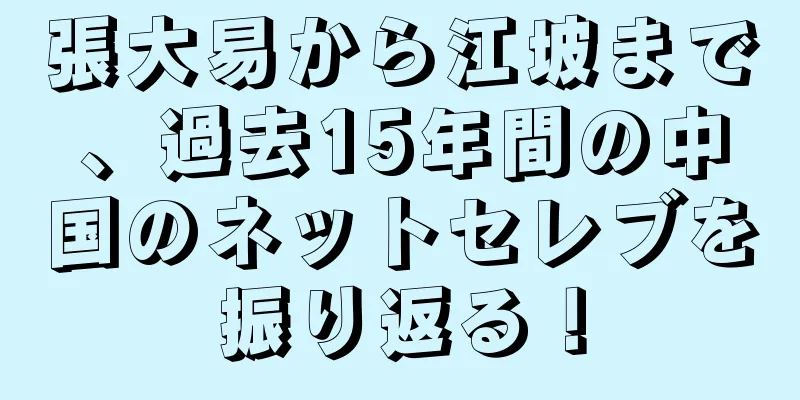 張大易から江坡まで、過去15年間の中国のネットセレブを振り返る！