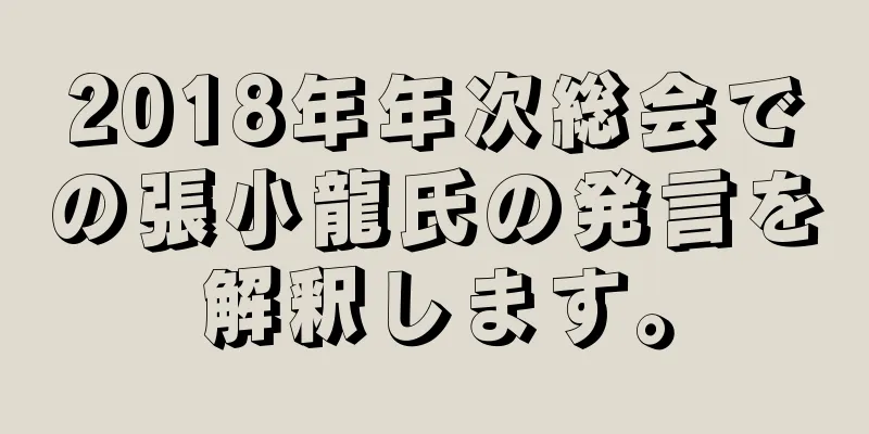 2018年年次総会での張小龍氏の発言を解釈します。