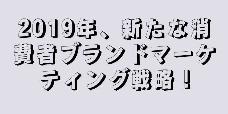 2019年、新たな消費者ブランドマーケティング戦略！
