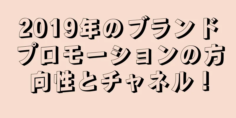 2019年のブランドプロモーションの方向性とチャネル！