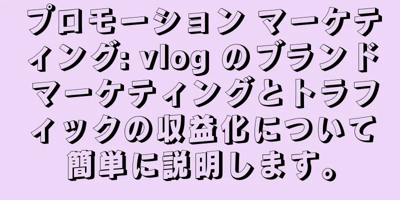 プロモーション マーケティング: vlog のブランド マーケティングとトラフィックの収益化について簡単に説明します。