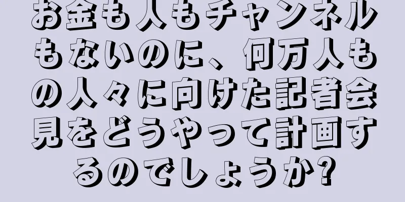 お金も人もチャンネルもないのに、何万人もの人々に向けた記者会見をどうやって計画するのでしょうか?