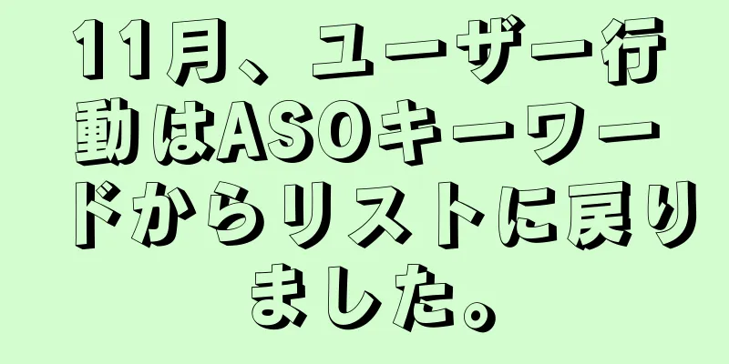 11月、ユーザー行動はASOキーワードからリストに戻りました。