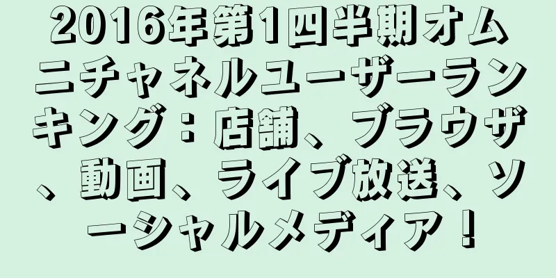 2016年第1四半期オムニチャネルユーザーランキング：店舗、ブラウザ、動画、ライブ放送、ソーシャルメディア！