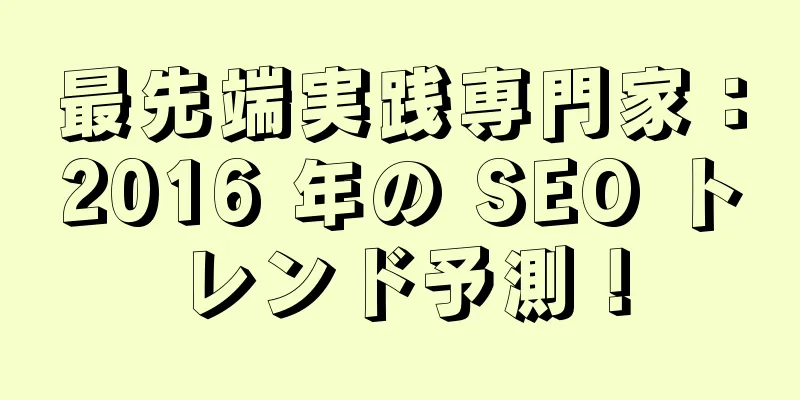 最先端実践専門家：2016 年の SEO トレンド予測！