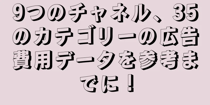 9つのチャネル、35のカテゴリーの広告費用データを参考までに！