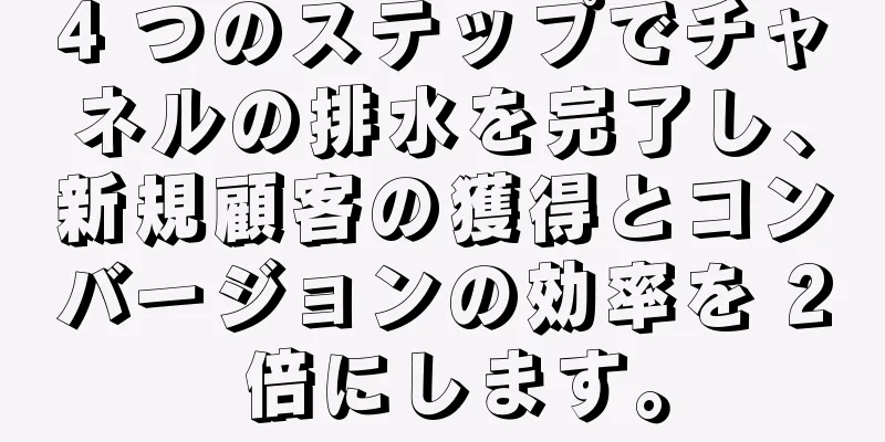 4 つのステップでチャネルの排水を完了し、新規顧客の獲得とコンバージョンの効率を 2 倍にします。