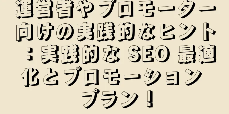 運営者やプロモーター向けの実践的なヒント：実践的な SEO 最適化とプロモーション プラン！
