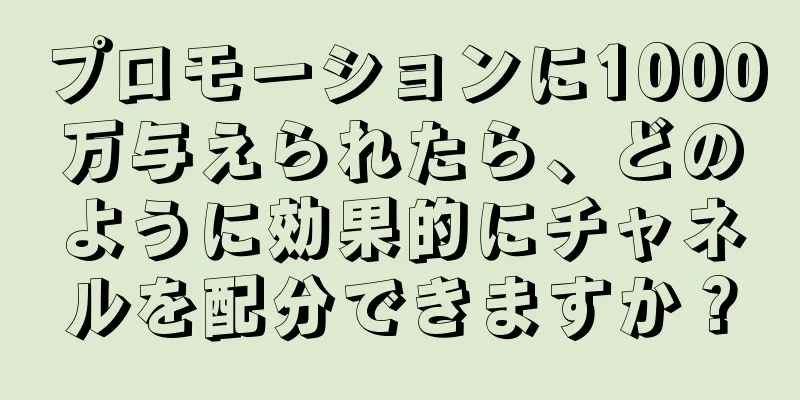 プロモーションに1000万与えられたら、どのように効果的にチャネルを配分できますか？