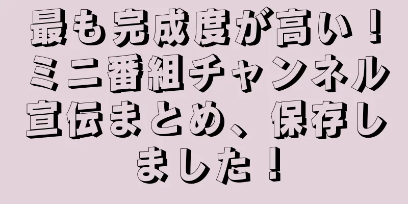 最も完成度が高い！ミニ番組チャンネル宣伝まとめ、保存しました！