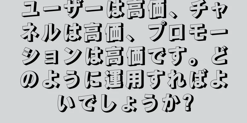 ユーザーは高価、チャネルは高価、プロモーションは高価です。どのように運用すればよいでしょうか?