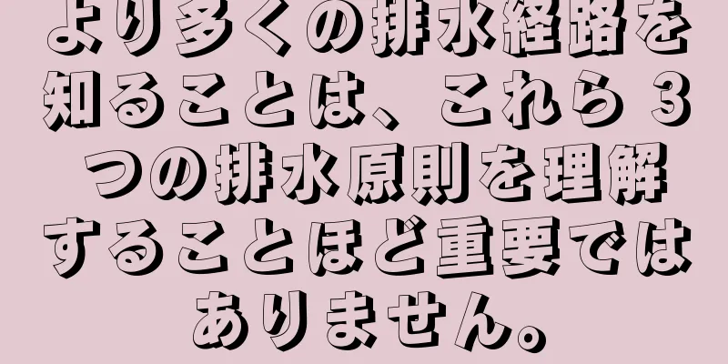 より多くの排水経路を知ることは、これら 3 つの排水原則を理解することほど重要ではありません。