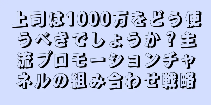 上司は1000万をどう使うべきでしょうか？主流プロモーションチャネルの組み合わせ戦略