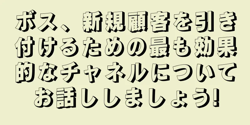 ボス、新規顧客を引き付けるための最も効果的なチャネルについてお話ししましょう!