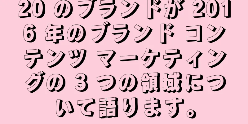 20 のブランドが 2016 年のブランド コンテンツ マーケティングの 3 つの領域について語ります。