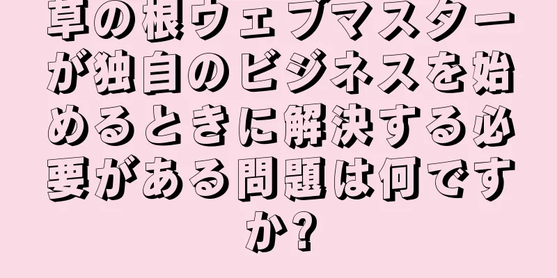 草の根ウェブマスターが独自のビジネスを始めるときに解決する必要がある問題は何ですか?