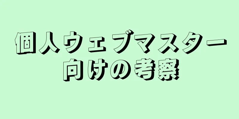 個人ウェブマスター向けの考察
