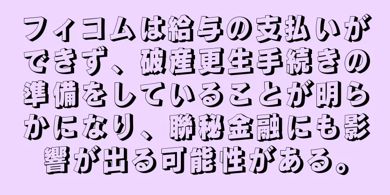 フィコムは給与の支払いができず、破産更生手続きの準備をしていることが明らかになり、聯秘金融にも影響が出る可能性がある。