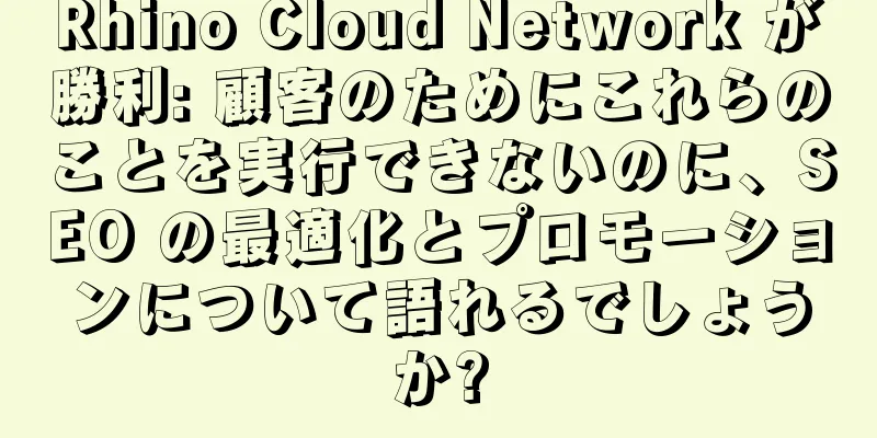 Rhino Cloud Network が勝利: 顧客のためにこれらのことを実行できないのに、SEO の最適化とプロモーションについて語れるでしょうか?