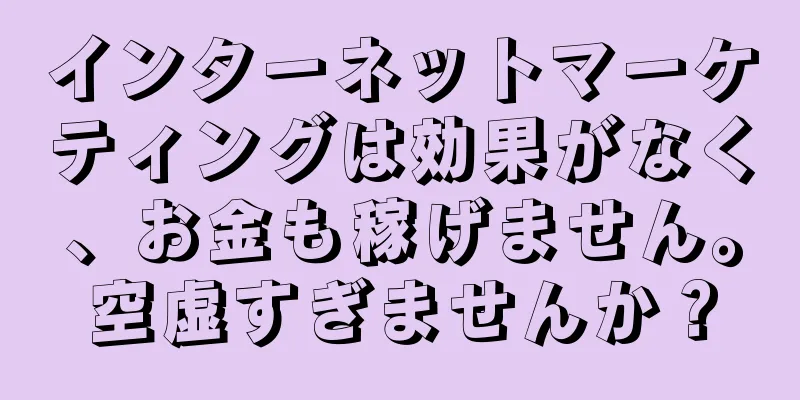 インターネットマーケティングは効果がなく、お金も稼げません。空虚すぎませんか？