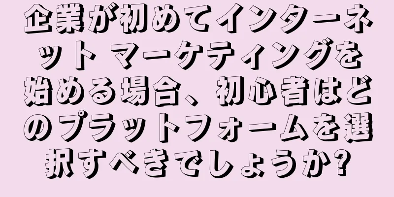 企業が初めてインターネット マーケティングを始める場合、初心者はどのプラットフォームを選択すべきでしょうか?