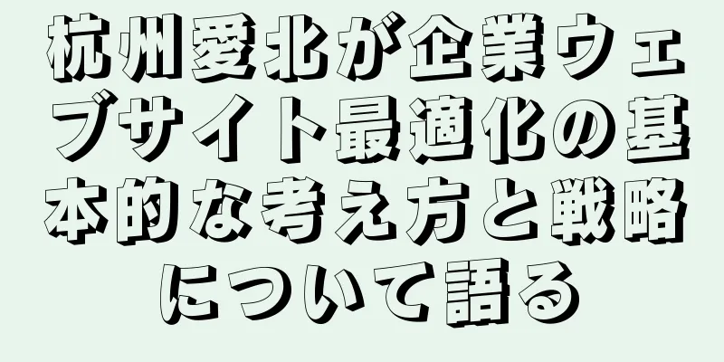 杭州愛北が企業ウェブサイト最適化の基本的な考え方と戦略について語る