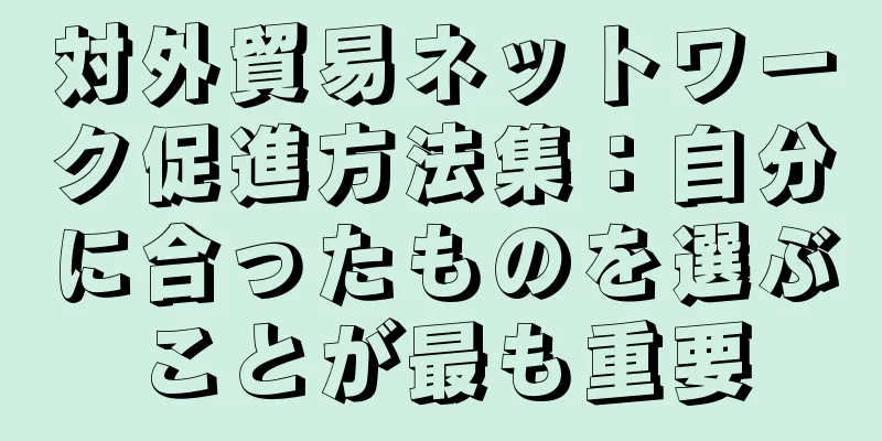 対外貿易ネットワーク促進方法集：自分に合ったものを選ぶことが最も重要
