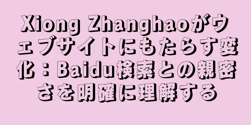 Xiong Zhanghaoがウェブサイトにもたらす変化：Baidu検索との親密さを明確に理解する