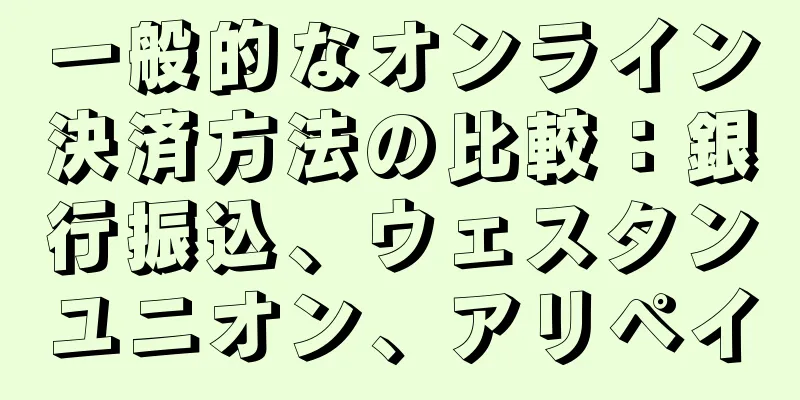 一般的なオンライン決済方法の比較：銀行振込、ウェスタンユニオン、アリペイ