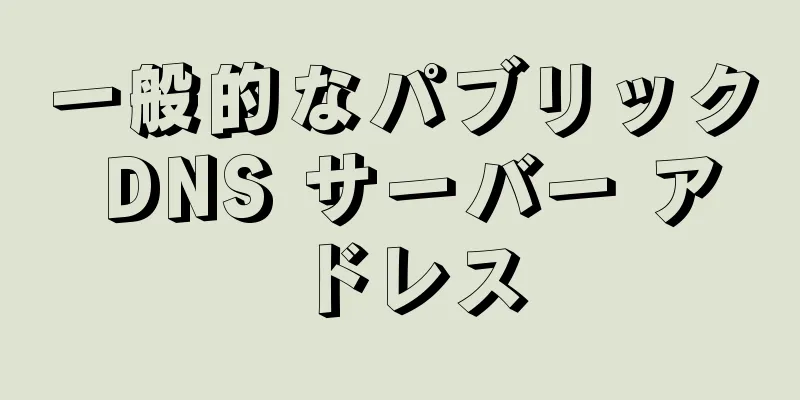 一般的なパブリック DNS サーバー アドレス