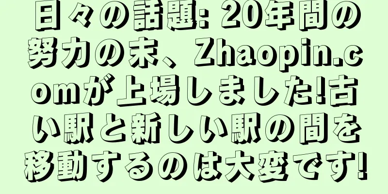 日々の話題: 20年間の努力の末、Zhaopin.comが上場しました!古い駅と新しい駅の間を移動するのは大変です!