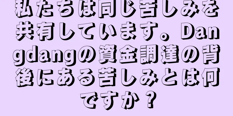 私たちは同じ苦しみを共有しています。Dangdangの資金調達の背後にある苦しみとは何ですか？