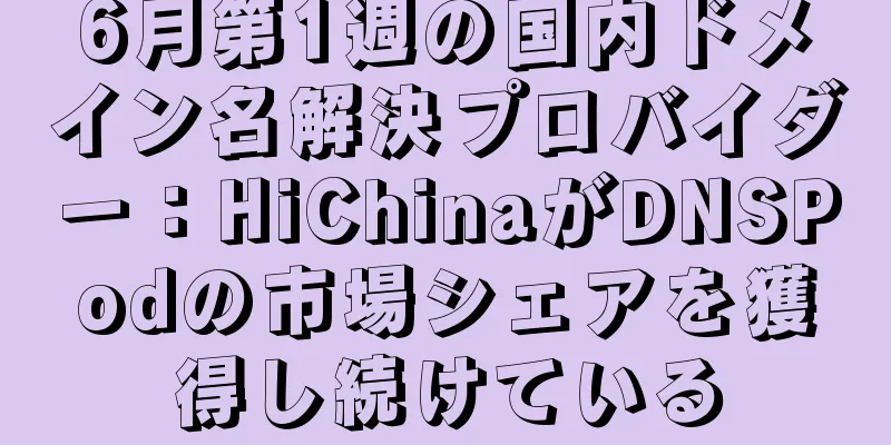 6月第1週の国内ドメイン名解決プロバイダー：HiChinaがDNSPodの市場シェアを獲得し続けている
