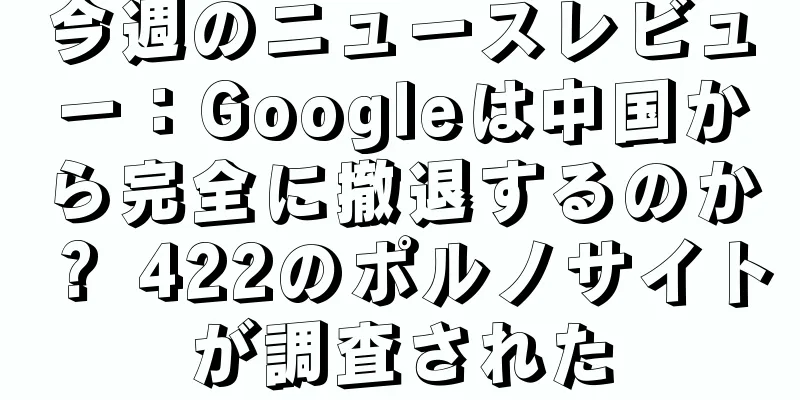 今週のニュースレビュー：Googleは中国から完全に撤退するのか？ 422のポルノサイトが調査された