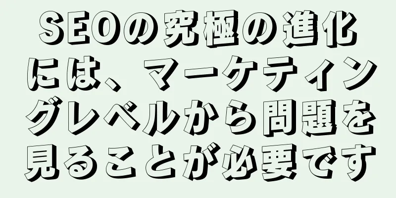 SEOの究極の進化には、マーケティングレベルから問題を見ることが必要です