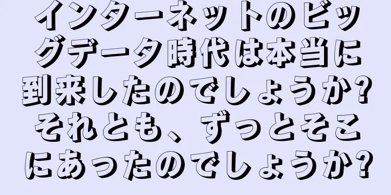 インターネットのビッグデータ時代は本当に到来したのでしょうか?それとも、ずっとそこにあったのでしょうか?