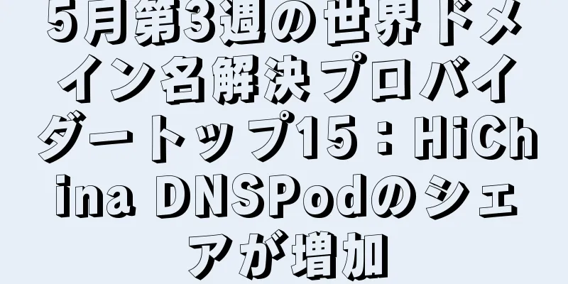 5月第3週の世界ドメイン名解決プロバイダートップ15：HiChina DNSPodのシェアが増加