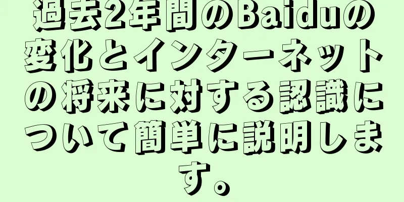 過去2年間のBaiduの変化とインターネットの将来に対する認識について簡単に説明します。