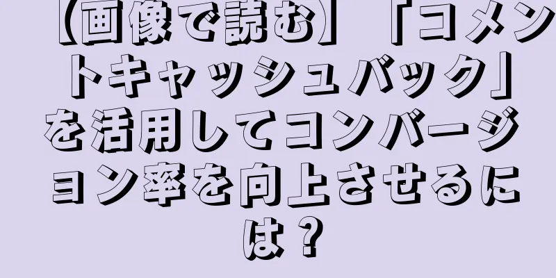 【画像で読む】「コメントキャッシュバック」を活用してコンバージョン率を向上させるには？