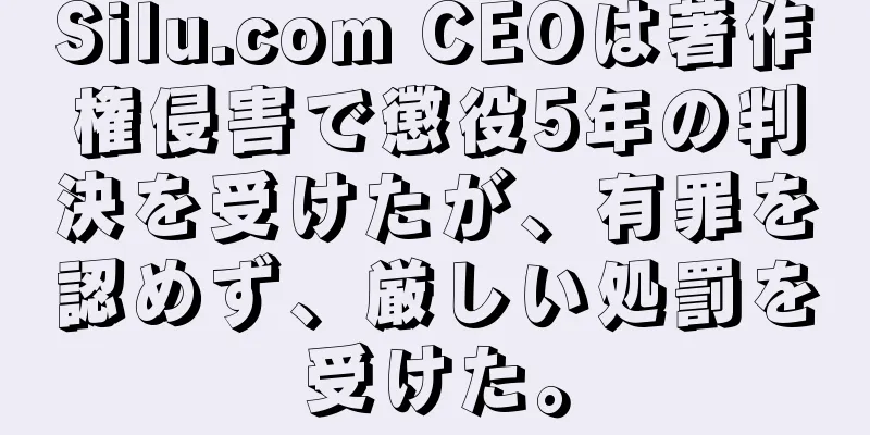 Silu.com CEOは著作権侵害で懲役5年の判決を受けたが、有罪を認めず、厳しい処罰を受けた。