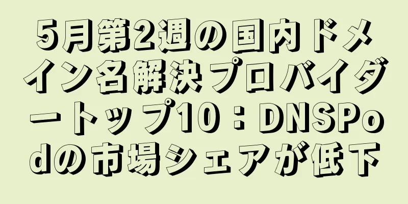 5月第2週の国内ドメイン名解決プロバイダートップ10：DNSPodの市場シェアが低下